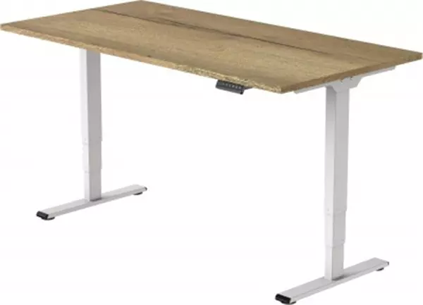 Een Zit-Sta Bureau Wit Frame Eco - Blad Natuur Eik 160x80cm koop je bij MegaOffice